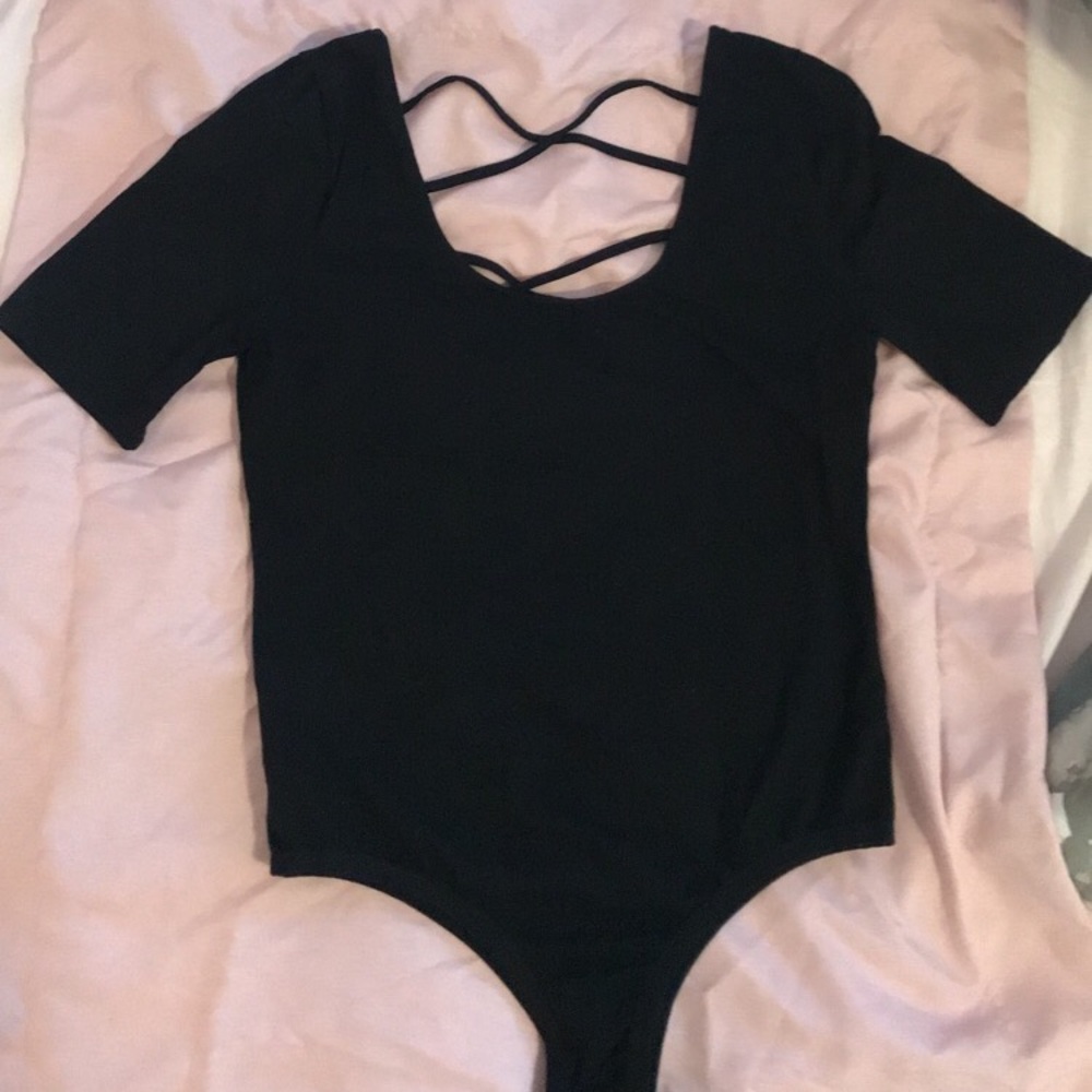 Black Body Suit- With detail Straps